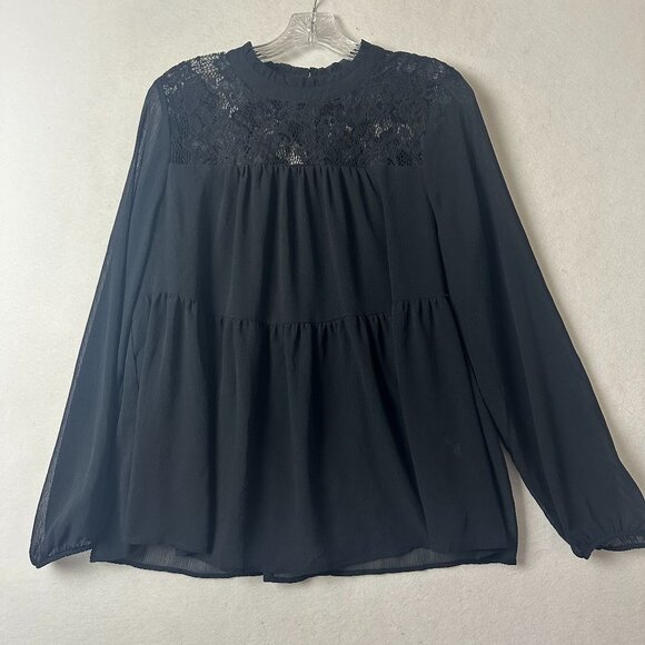 Torrid blouse shirt sz 10 black lace‎ high neck sheer overlay whimsigoth - Picture 1 of 10